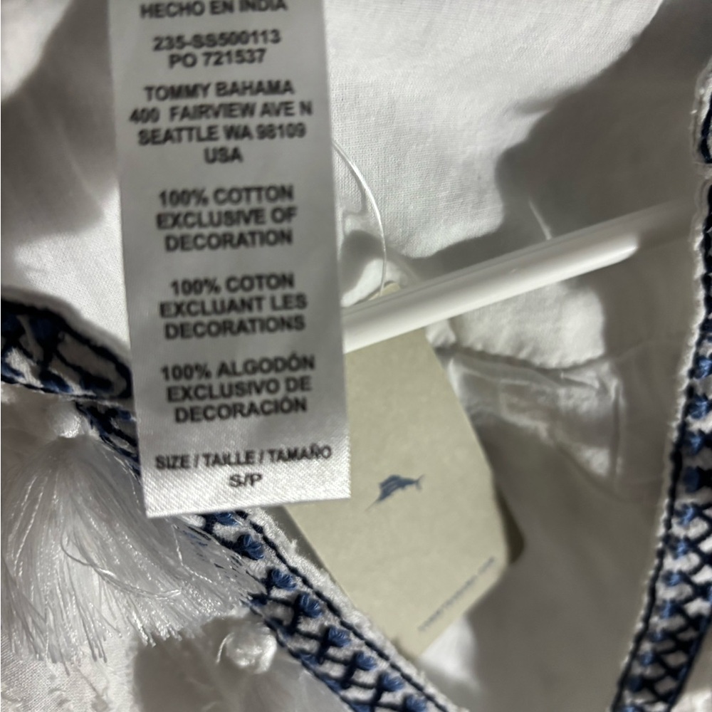 Tommy Bahama White and Blue jaquered tiered dress size small nwt - Picture 4 of 6